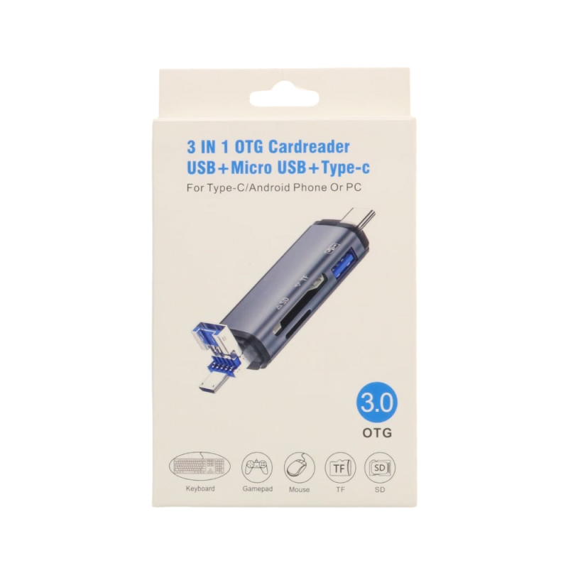 ریدر و هاب چندکاره USB با ورودی Type-C و Micro USB و USB
