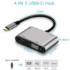 کابل مبدل Type-C به HDMI+VGA+USB 3.0+PD