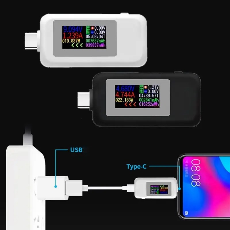 تستر USB TESTER و مانیتورینگ شارژ USB Type-C مدل KWS-1902C