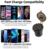 شارژر USB خودرویی روپنلی گرد QC3.0 + Type-C با کلید ON/OFF و نشانگر ولتاژ